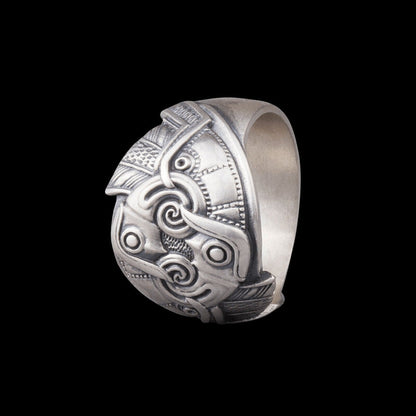 vkngjewelry Bagues Handcrafted Odin's Raven Silver Ring