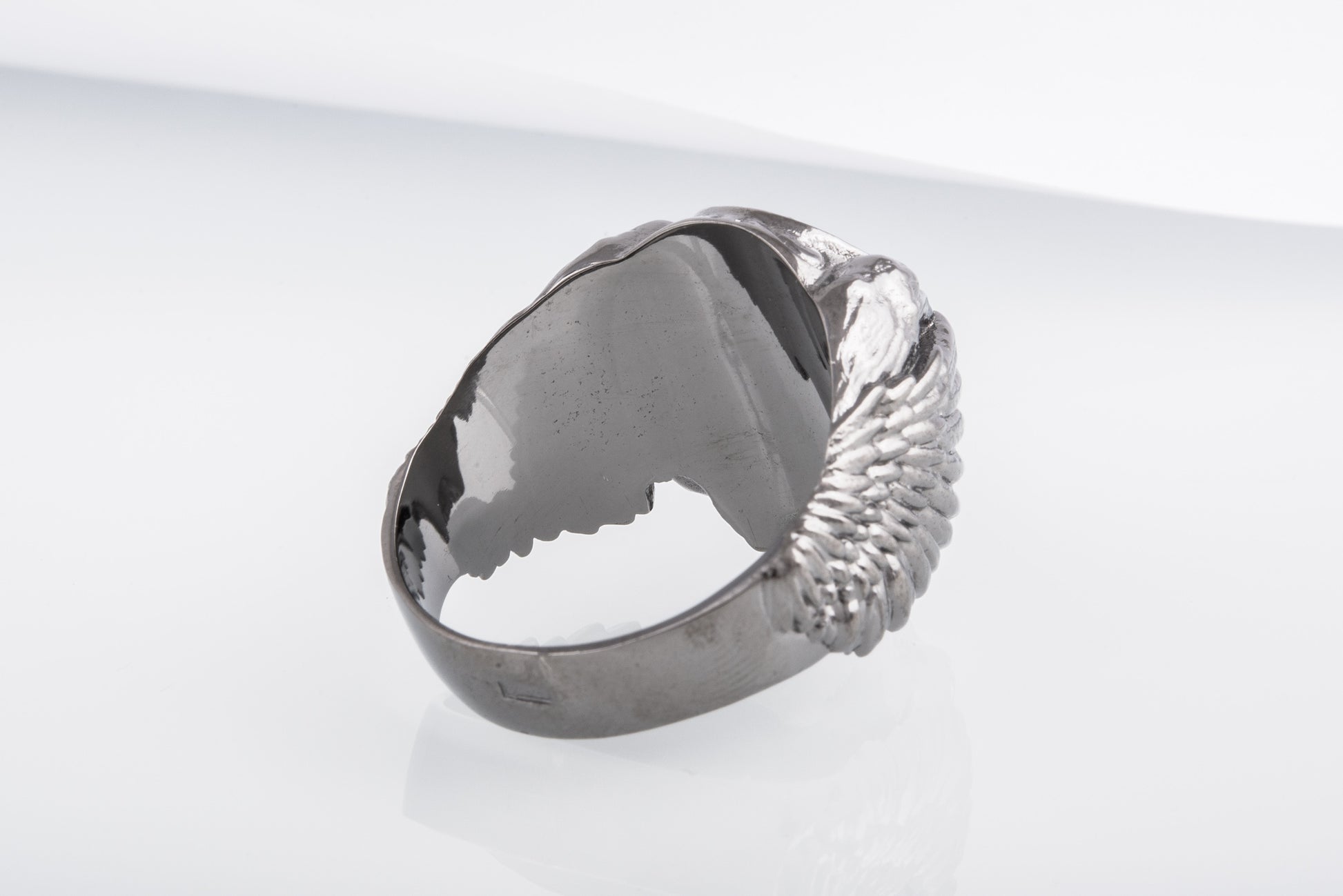 vkngjewelry Ring Handcrafted Odin's Skull Valknut Ruthenium Plated Sterling Silver Ring
