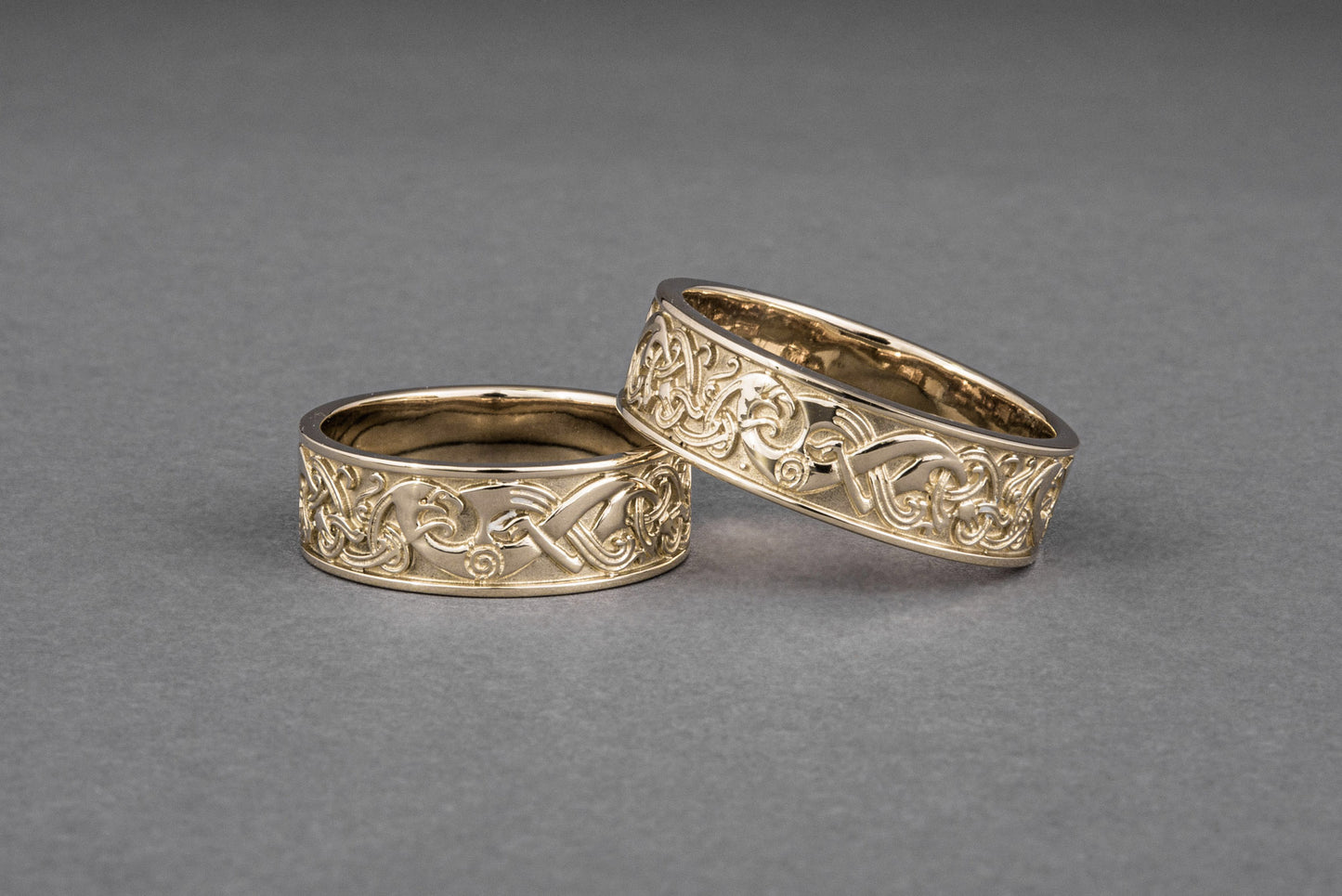 vkngjewelry Ring Handcrafted One Side Viking Ornament Gold Ring