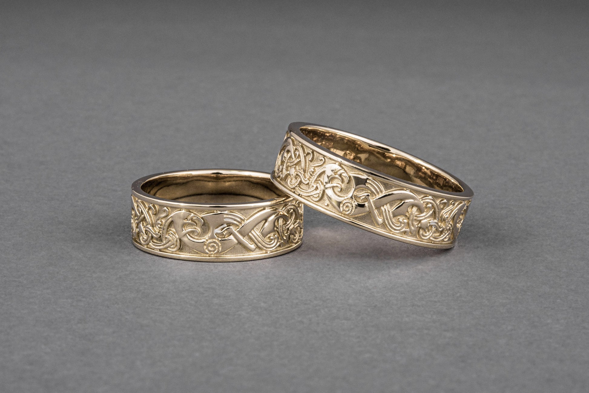 vkngjewelry Ring Handcrafted One Side Viking Ornament Gold Ring