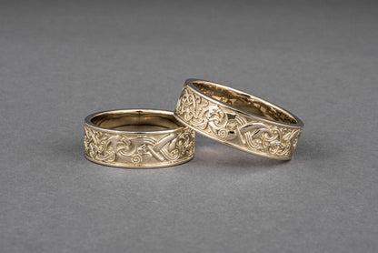 vkngjewelry Ring Handcrafted One Side Viking Ornament Gold Ring