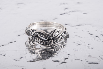 vkngjewelry Ring Handcrafted Ouroboros Runes Symbol Sterling Silver Ring