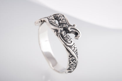 vkngjewelry Ring Handcrafted Ouroboros Runes Symbol Sterling Silver Ring