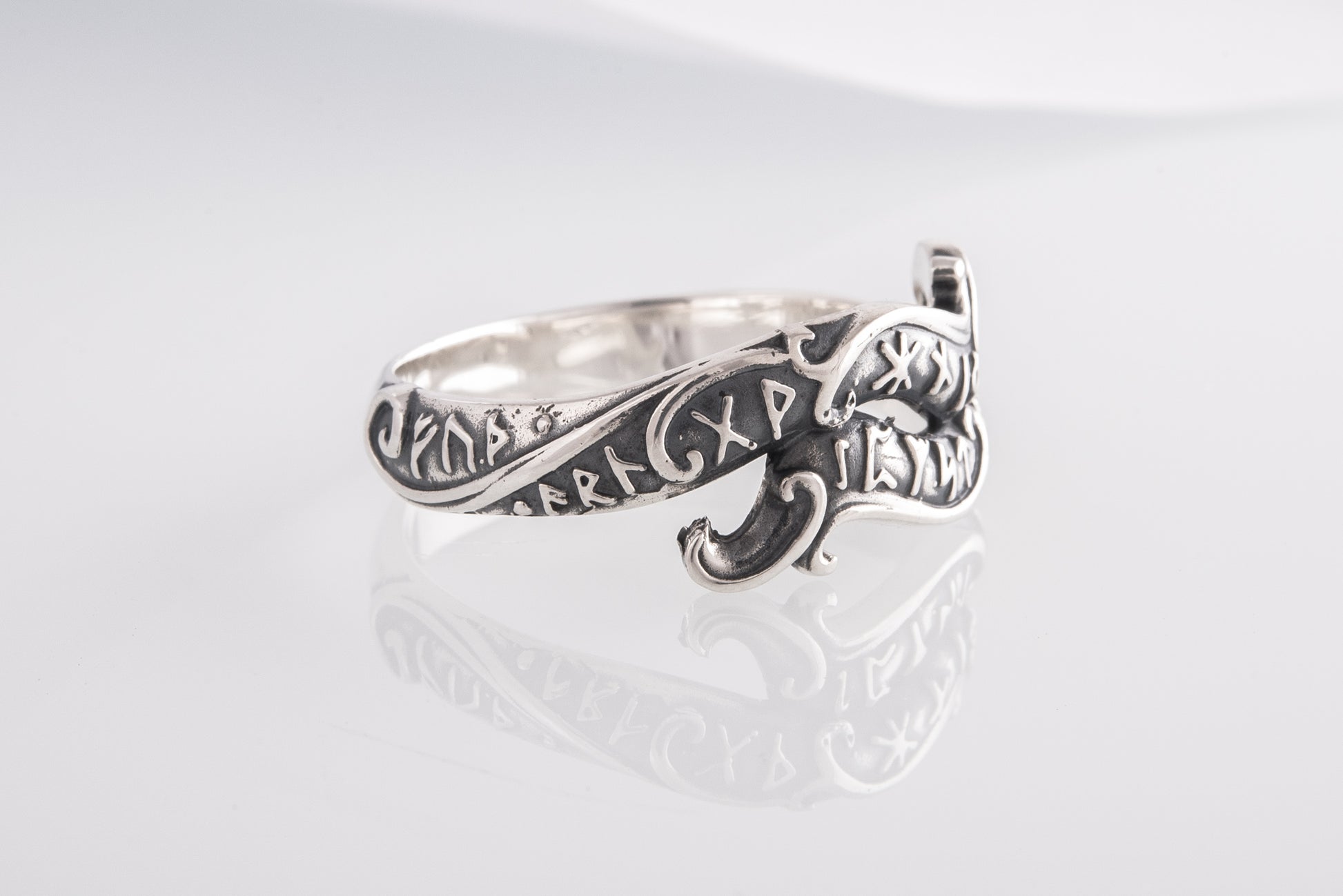 vkngjewelry Ring Handcrafted Ouroboros Runes Symbol Sterling Silver Ring