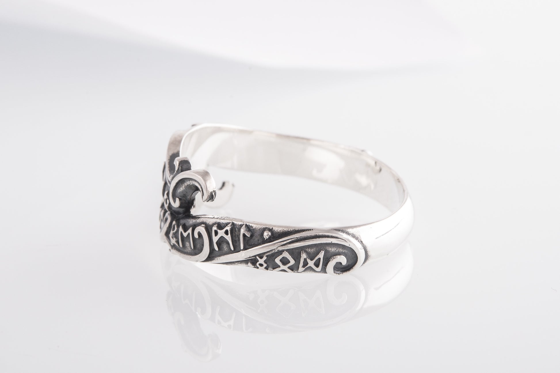 vkngjewelry Ring Handcrafted Ouroboros Runes Symbol Sterling Silver Ring