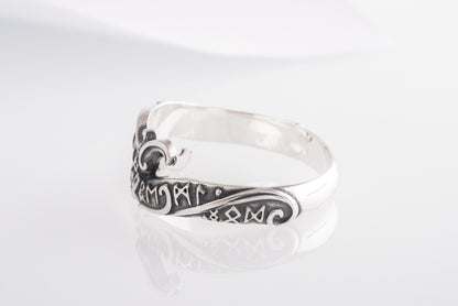 vkngjewelry Ring Handcrafted Ouroboros Runes Symbol Sterling Silver Ring
