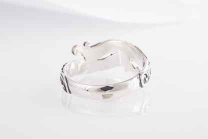 vkngjewelry Ring Handcrafted Ouroboros Runes Symbol Sterling Silver Ring