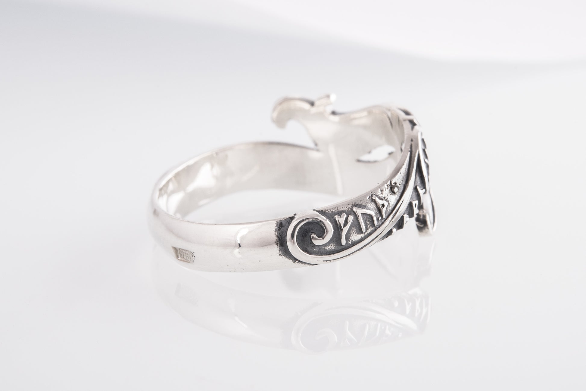 vkngjewelry Ring Handcrafted Ouroboros Runes Symbol Sterling Silver Ring