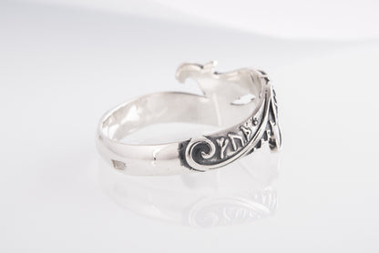 vkngjewelry Ring Handcrafted Ouroboros Runes Symbol Sterling Silver Ring