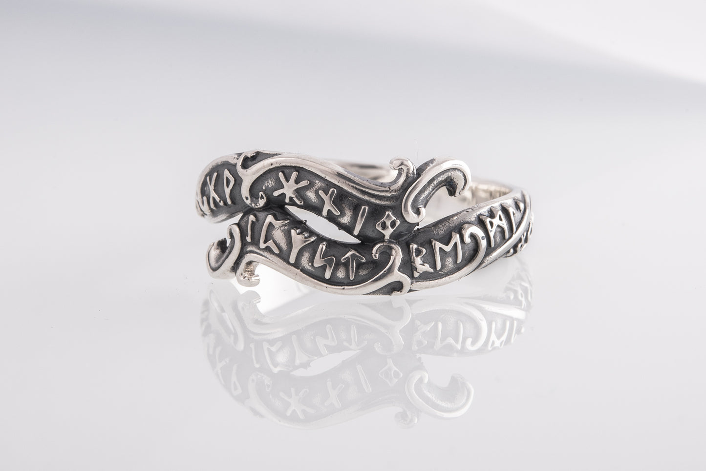 vkngjewelry Ring Handcrafted Ouroboros Runes Symbol Sterling Silver Ring