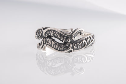 vkngjewelry Ring Handcrafted Ouroboros Runes Symbol Sterling Silver Ring