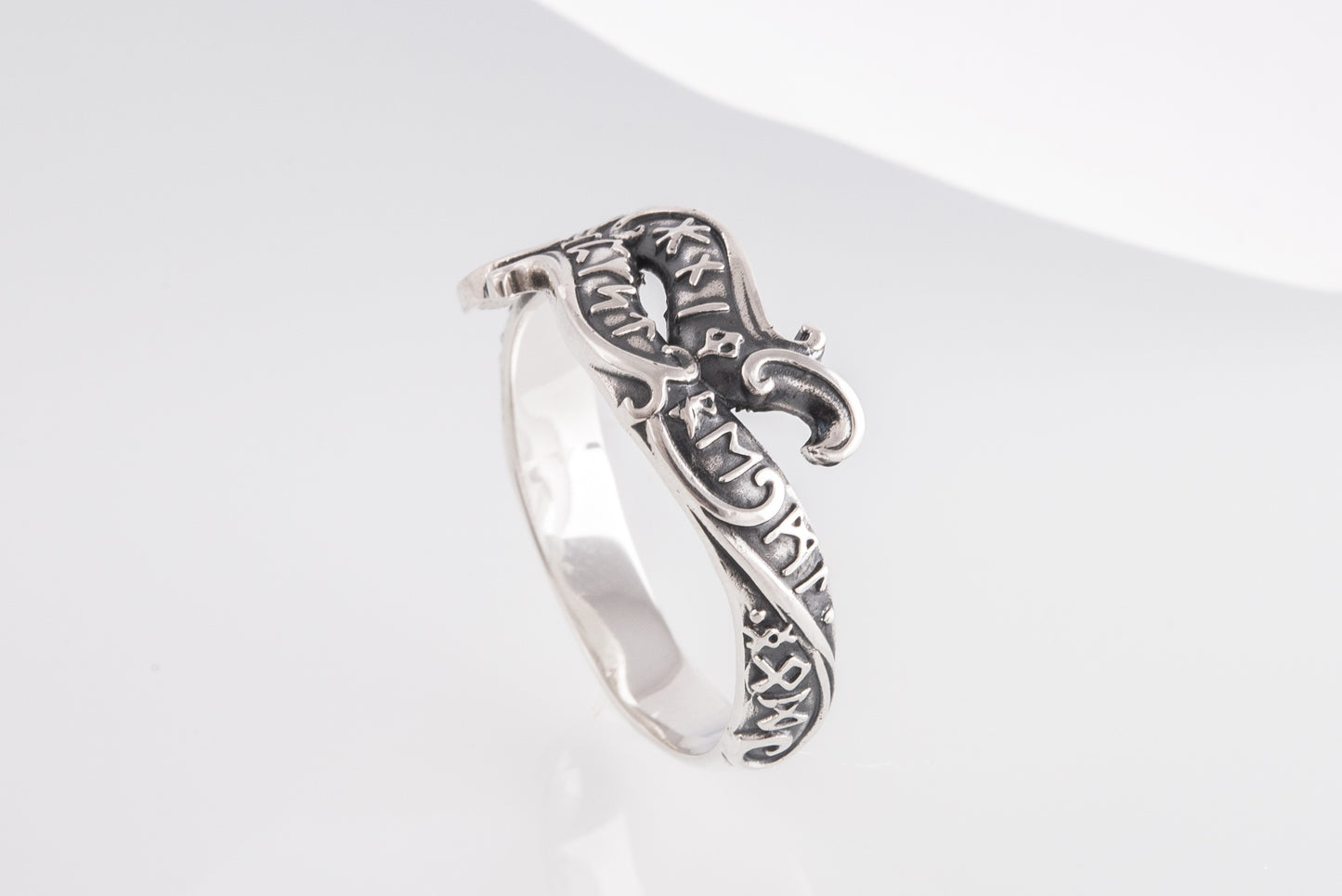 vkngjewelry Ring Handcrafted Ouroboros Runes Symbol Sterling Silver Ring