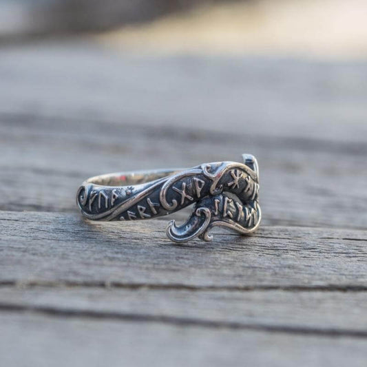vkngjewelry Bagues Ouroboros Runes Symbol Sterling Silver Ring