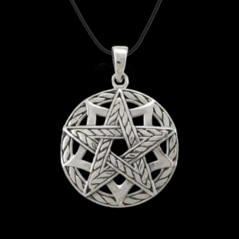 vkngjewelry Pendant Pentagram Pentacle Round Charm Pendant 925 Sterling Silver
