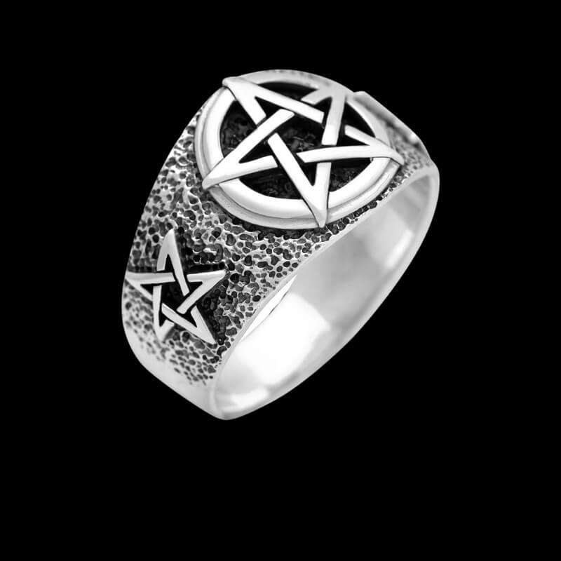 vkngjewelry Bagues Pentagram Signet Ring 925 Sterling Silver