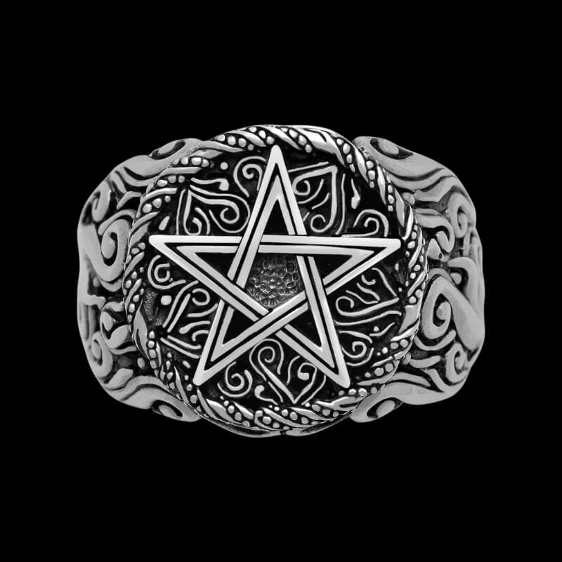 vkngjewelry Bagues Pentagram Star Ring 925 Sterling Silver