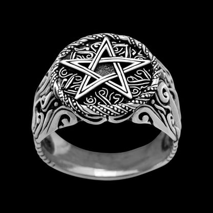 vkngjewelry Bagues Pentagram Star Ring 925 Sterling Silver