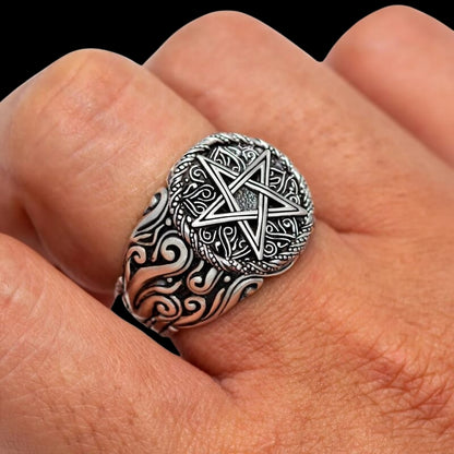 vkngjewelry Bagues Pentagram Star Ring 925 Sterling Silver