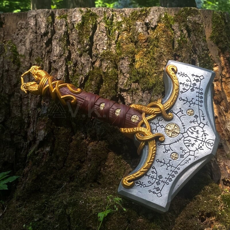 vkngjewelry marteau Mjolnir (Thor hammer) from God of War: Ragnarok Gold version