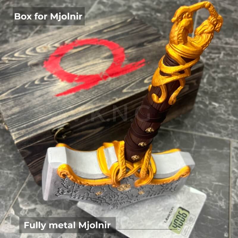 vkngjewelry marteau Mjolnir (Thor hammer) from God of War: Ragnarok Gold version