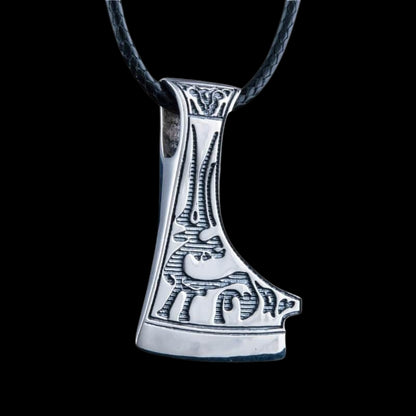 vkngjewelry Pendant Handcrafted Perun's Axe Deer Ornament Sterling Silver Pendant