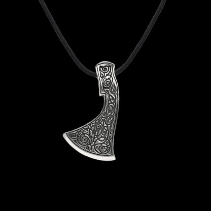 vkngjewelry Pendant Handcrafted Perun's Axe Necklace Floral Ornament Sterling Silver Pendant