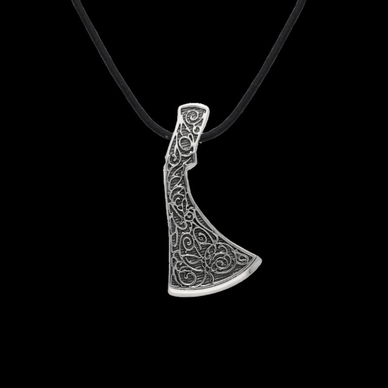 vkngjewelry Pendant Handcrafted Perun's Axe Necklace Floral Ornament Sterling Silver Pendant