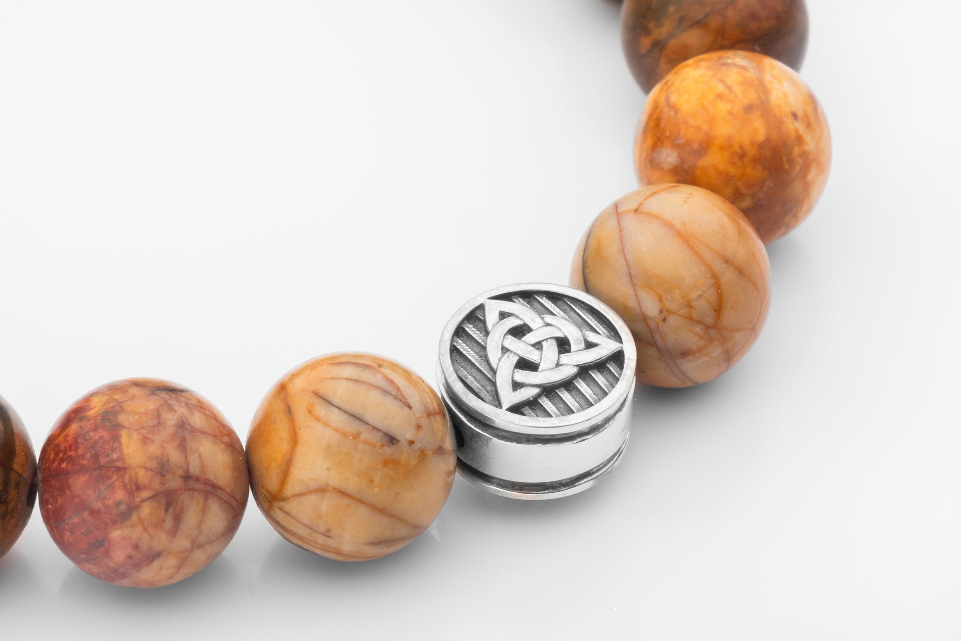 vkngjewelry Bracelet Picasso Jasper Bracelet with Sterling Silver Triskele Bead