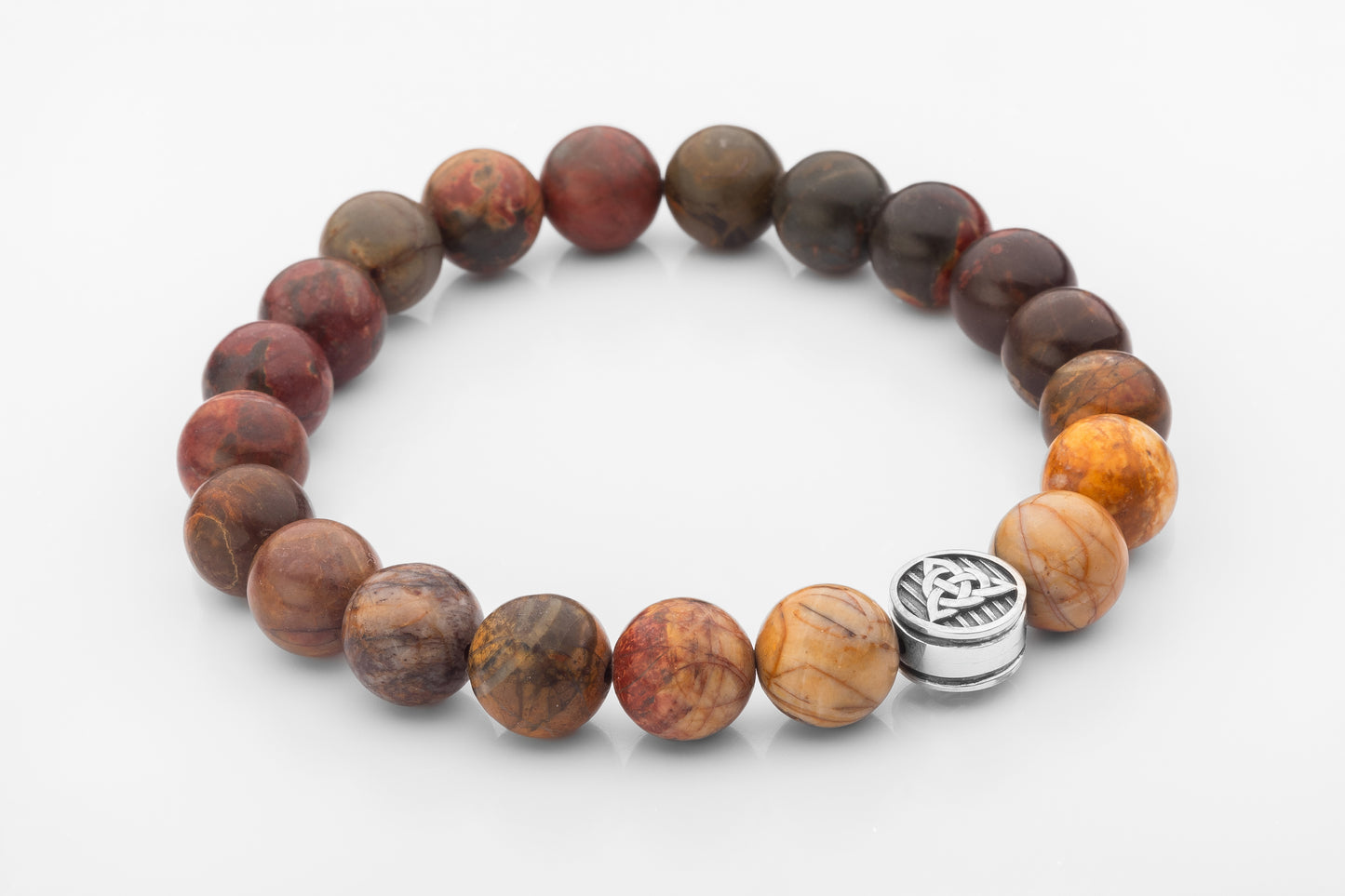 vkngjewelry Bracelet Picasso Jasper Bracelet with Sterling Silver Triskele Bead