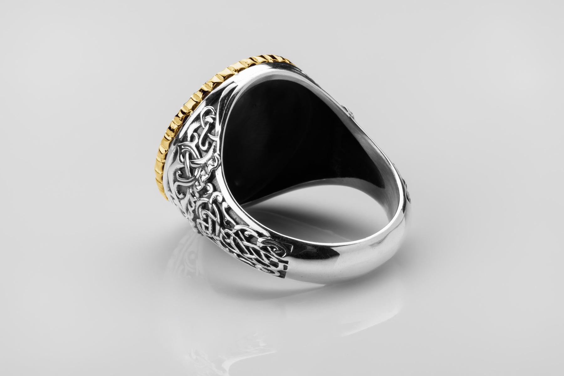 vkngjewelry Ring Viking Urnes Style Silver Ring with Gold Plated Overlay