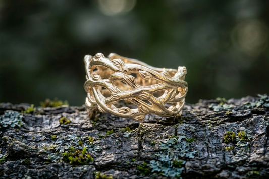 vkngjewelry Ring Handcrafted Plexus Branches Gold Ring
