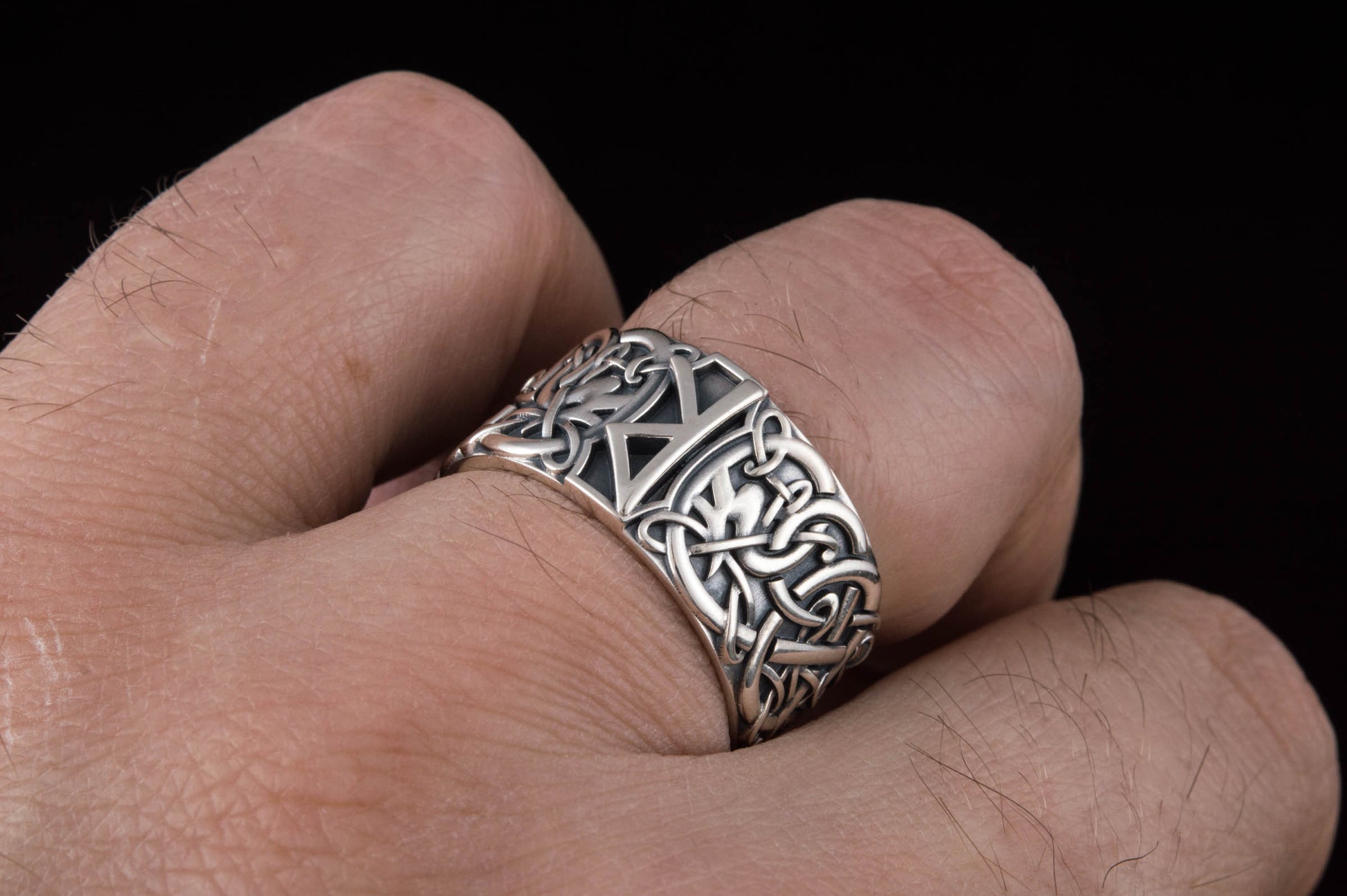 vkngjewelry Ring Handcrafted Raido Rune Scandinavian Ornament Sterling Silver Ring