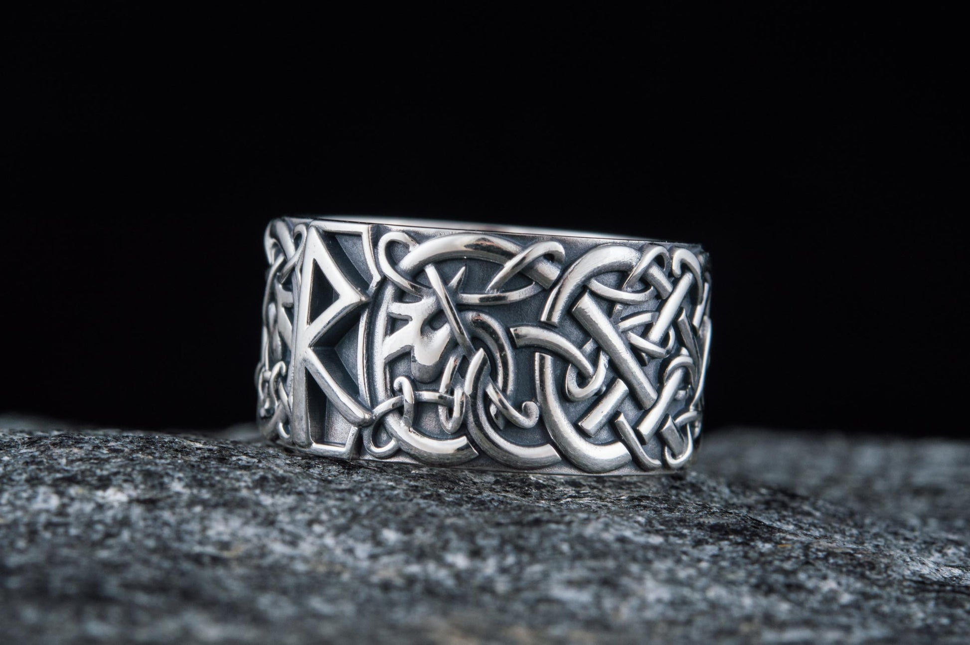 vkngjewelry Ring Handcrafted Raido Rune Scandinavian Ornament Sterling Silver Ring
