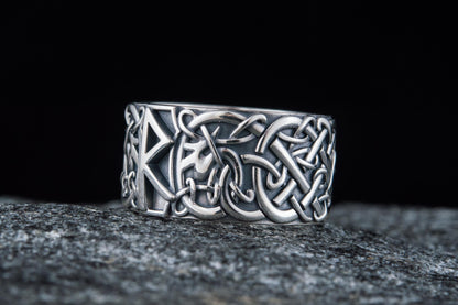 vkngjewelry Ring Handcrafted Raido Rune Scandinavian Ornament Sterling Silver Ring