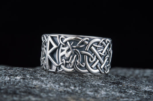 vkngjewelry Ring Handcrafted Raido Rune Scandinavian Ornament Sterling Silver Ring