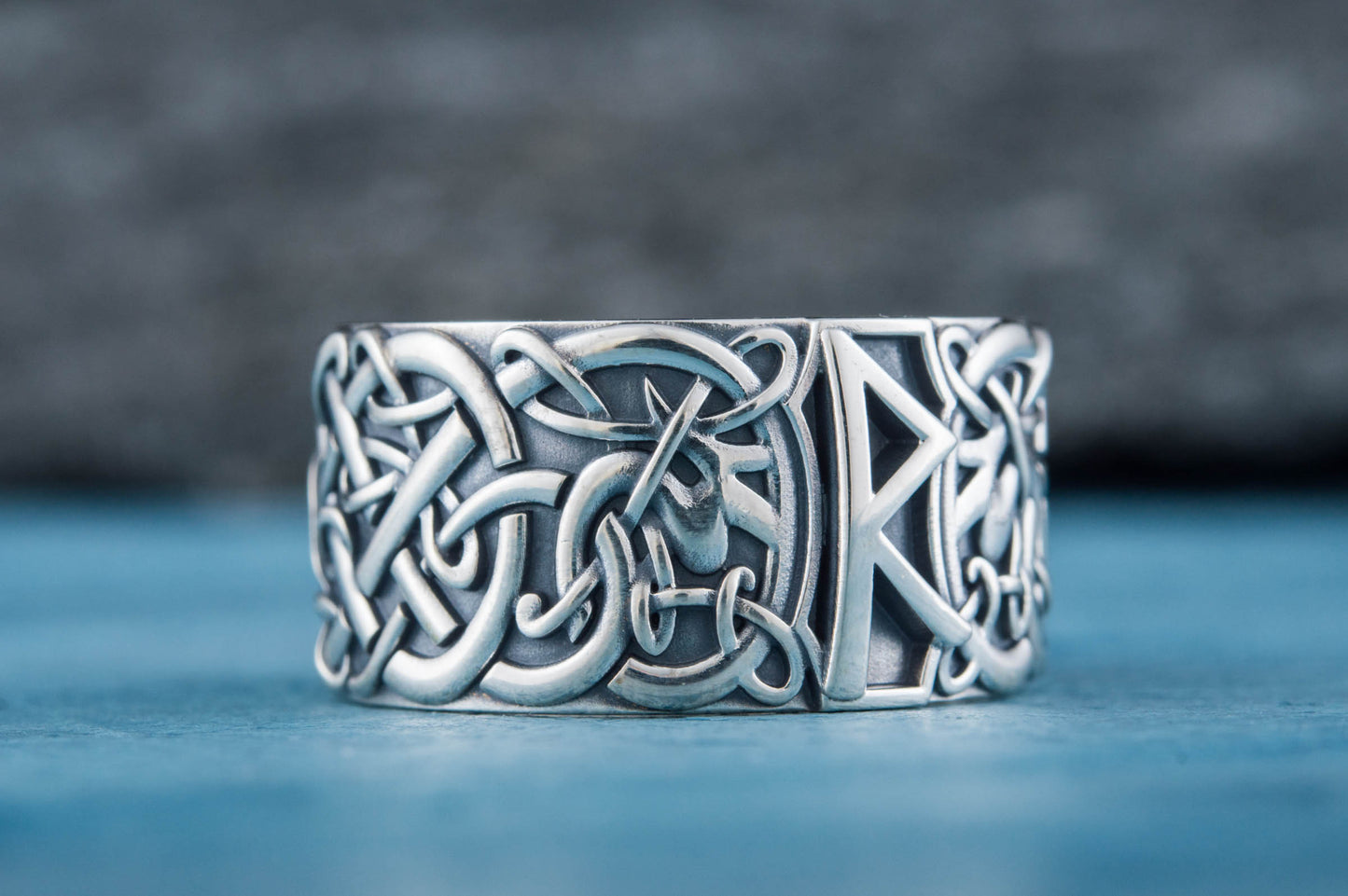 vkngjewelry Ring Handcrafted Raido Rune Scandinavian Ornament Sterling Silver Ring