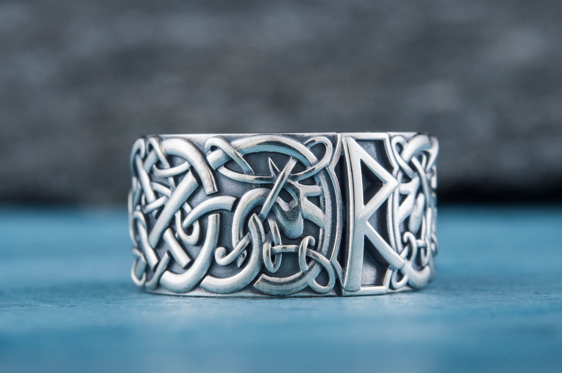 vkngjewelry Ring Handcrafted Raido Rune Scandinavian Ornament Sterling Silver Ring