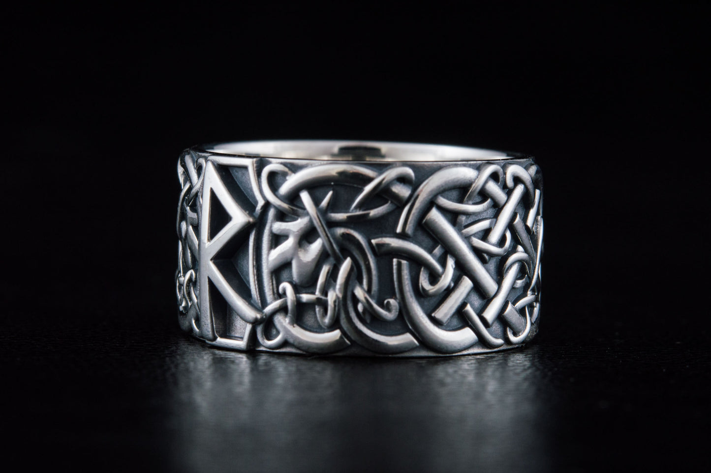 vkngjewelry Ring Handcrafted Raido Rune Scandinavian Ornament Sterling Silver Ring