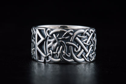 vkngjewelry Ring Handcrafted Raido Rune Scandinavian Ornament Sterling Silver Ring