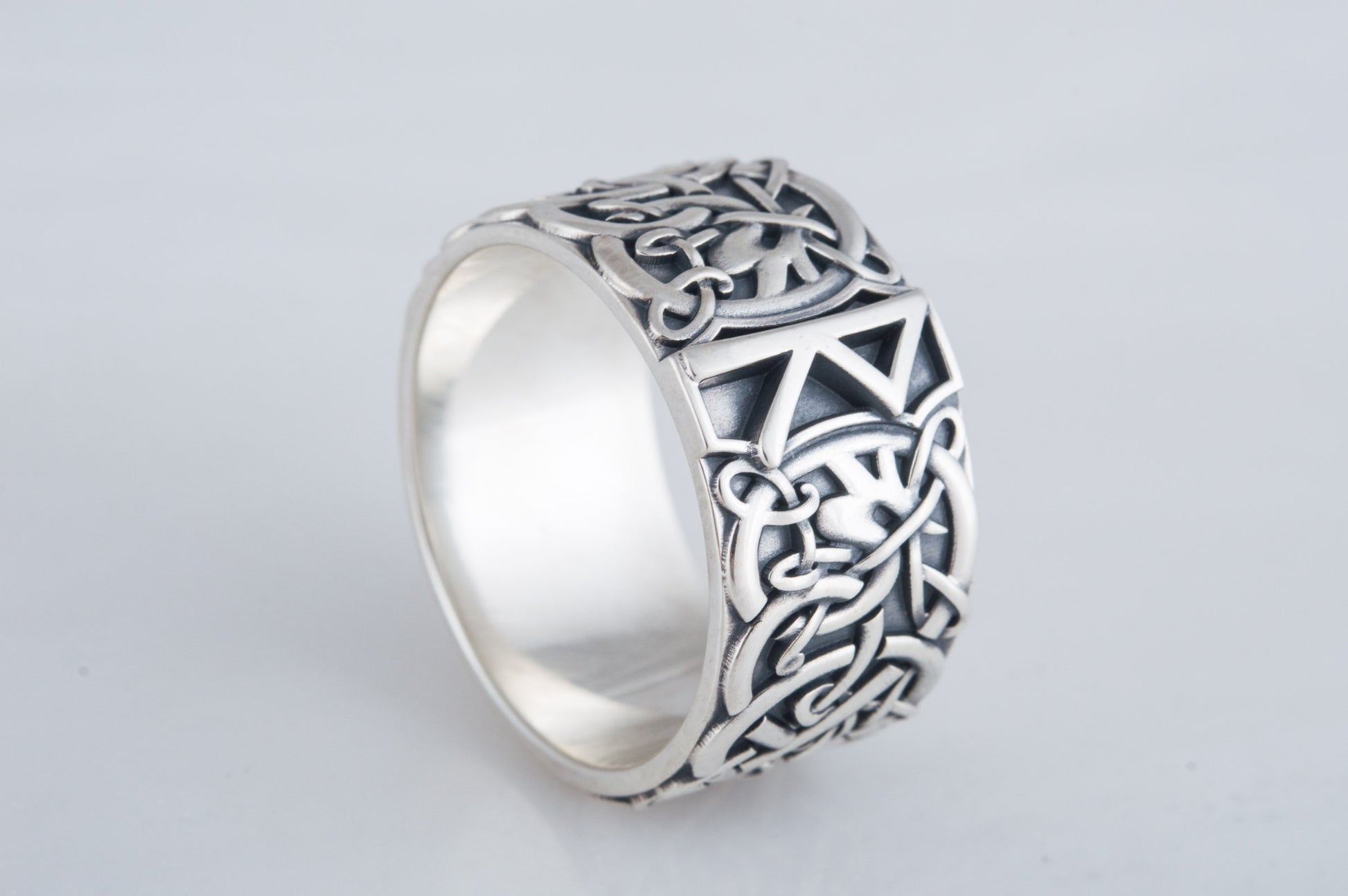 vkngjewelry Ring Handcrafted Raido Rune Scandinavian Ornament Sterling Silver Ring