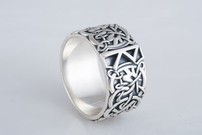 vkngjewelry Ring Handcrafted Raido Rune Scandinavian Ornament Sterling Silver Ring