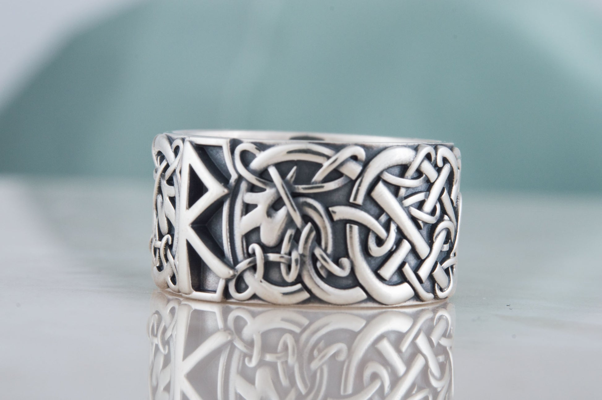 vkngjewelry Ring Handcrafted Raido Rune Scandinavian Ornament Sterling Silver Ring