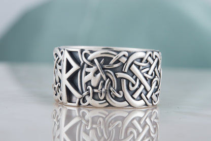 vkngjewelry Ring Handcrafted Raido Rune Scandinavian Ornament Sterling Silver Ring