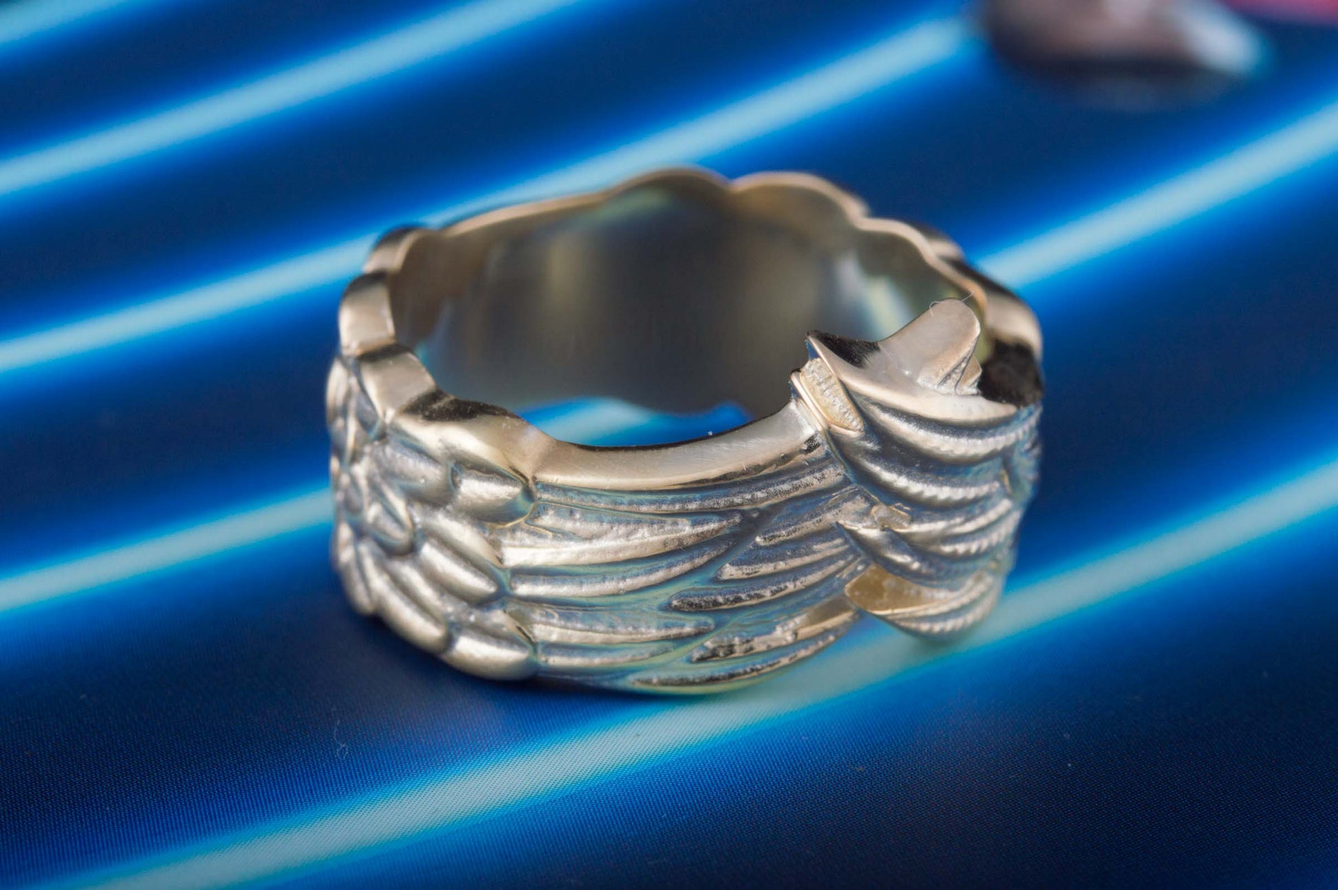 vkngjewelry Ring Handcrafted Raven Feathers Norse Gold Ring