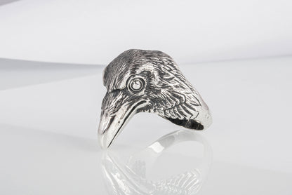 vkngjewelry Ring Handcrafted Raven Natural Sterling Silver Ring