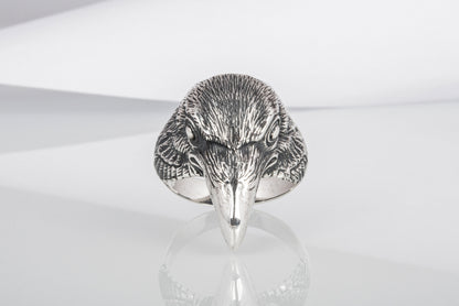 vkngjewelry Ring Handcrafted Raven Natural Sterling Silver Ring
