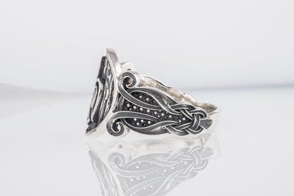 vkngjewelry Ring Handcrafted  Raven Ornament Norse Sterling Silver Ring