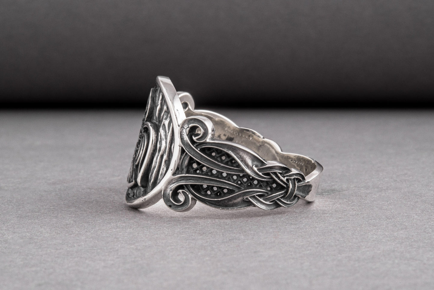 vkngjewelry Ring Handcrafted  Raven Ornament Norse Sterling Silver Ring