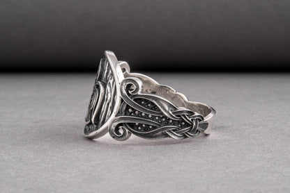 vkngjewelry Ring Handcrafted  Raven Ornament Norse Sterling Silver Ring