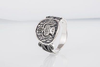 vkngjewelry Ring Handcrafted  Raven Ornament Norse Sterling Silver Ring